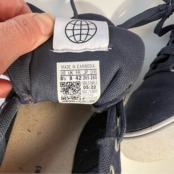 adidas Blue Sneakers with Lightweight Canvas Upper and White Rubber Sole - Picture 5 of 5